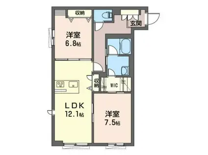 メゾン ド リヴィエール(2LDK/1階)の間取り写真