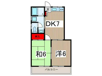 ロックシャインハイツ(2DK/2階)の間取り写真