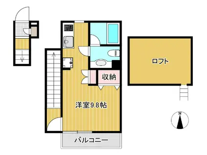 I・Sサンヴィアーレ(ワンルーム/2階)の間取り写真