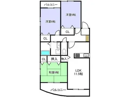 サンルーチェ(3LDK/4階)の間取り写真