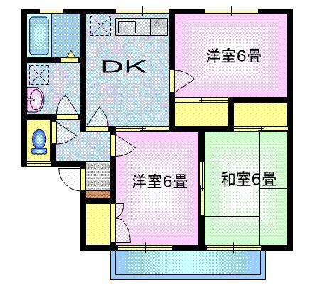 セジュール寺島A棟(3DK/1階)の間取り写真