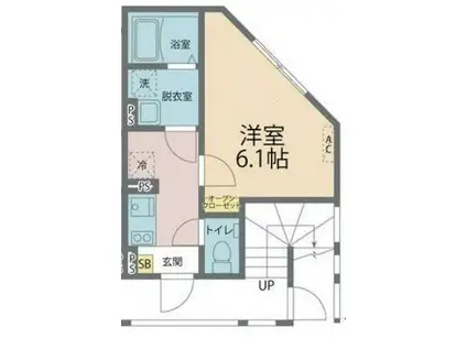 カインドネス八王子散田(1K/3階)の間取り写真