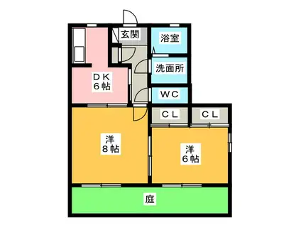 アルモニーC(2DK/1階)の間取り写真