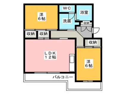 ミヤビメゾンA・B(2LDK/1階)の間取り写真