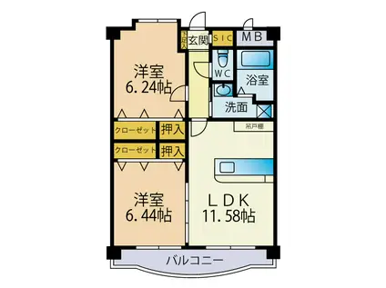 エントピア21(2LDK/2階)の間取り写真