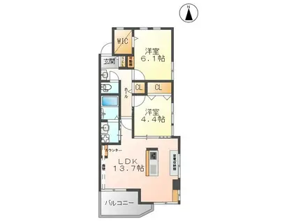 INOUE BLDG(2LDK/1階)の間取り写真