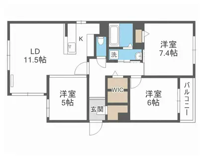 山の手シティステラ(3LDK/1階)の間取り写真