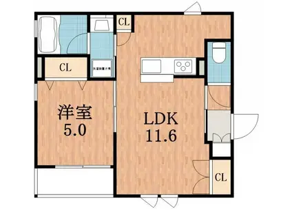チリワクハウス(1LDK/3階)の間取り写真