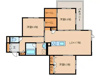 シャーメゾンAVANCE(3LDK/2階)の間取り写真