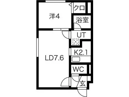HOPE月寒中央 B棟(1LDK/5階)の間取り写真