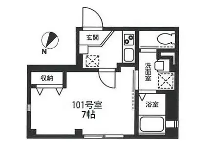 KEN HEIM ケンハイム(1K/1階)の間取り写真