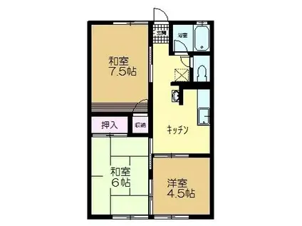 シティハイムみどり野(3DK/2階)の間取り写真