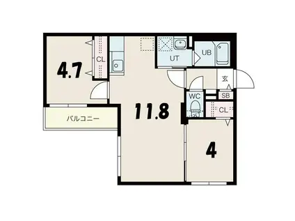 プロヴィデンス南郷(2LDK/2階)の間取り写真
