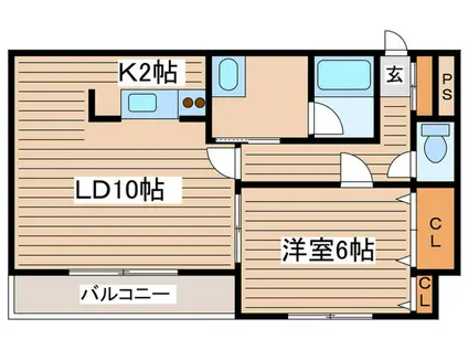 ベルグ凌雲(1LDK/1階)の間取り写真