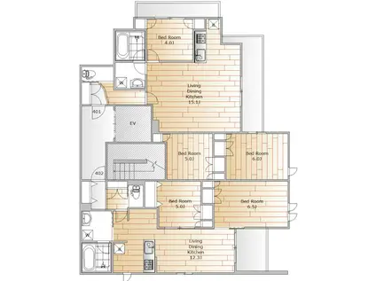 碑文谷1丁目メゾン(2LDK/4階)の間取り写真