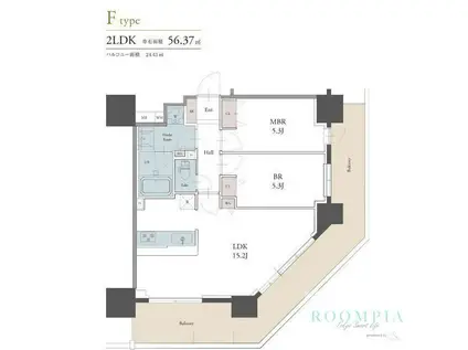 ラグゼナ用賀(2LDK/11階)の間取り写真
