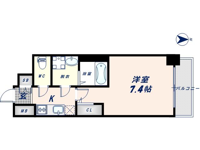 サムティ大阪GRAND イーストII(1K/8階)の間取り写真