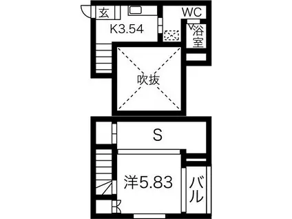 ヒューマンスクエア厨川(1SK/1階)の間取り写真