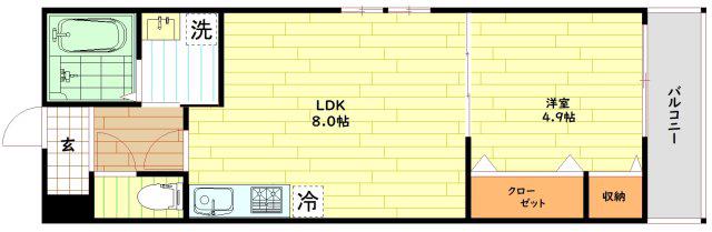 フジパレス城東永田II番館(1LDK/1階)の間取り写真
