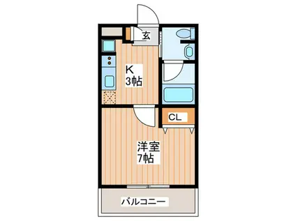 松尾ハイツ寝屋川(1K/3階)の間取り写真