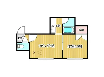 ゾンネブルーメI(1LDK/2階)の間取り写真