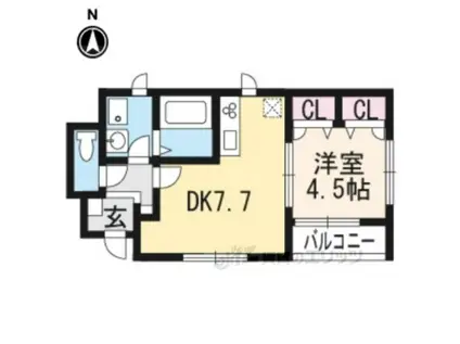 ラフィーネ倉橋(1DK/1階)の間取り写真