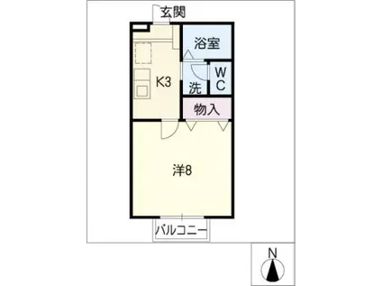 サンシガ(1K/2階)の間取り写真