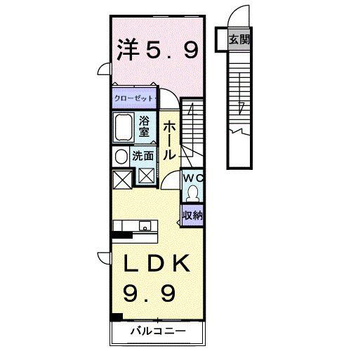 モンブランA(1LDK/2階)の間取り写真