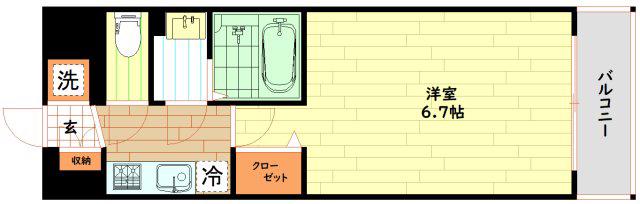 ALIVIS福島海老江(1K/3階)の間取り写真