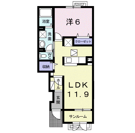 クレメントA(1LDK/1階)の間取り写真