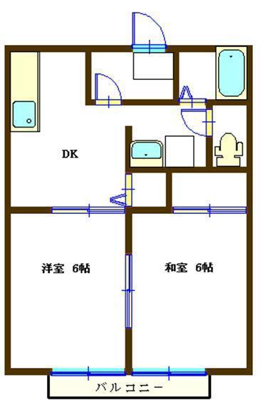プランドール汐見台(2DK/1階)の間取り写真