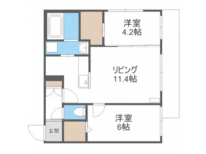 フォレスタ月寒東(2LDK/1階)の間取り写真