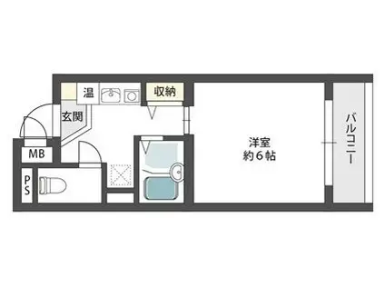 コムズハウス千里中央I(1K/2階)の間取り写真