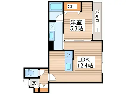 BIANCA愛宕橋(1LDK/2階)の間取り写真