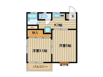 TOMハイツ(2K/1階)の間取り写真