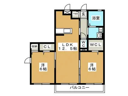 グランデージS.C(2LDK/3階)の間取り写真