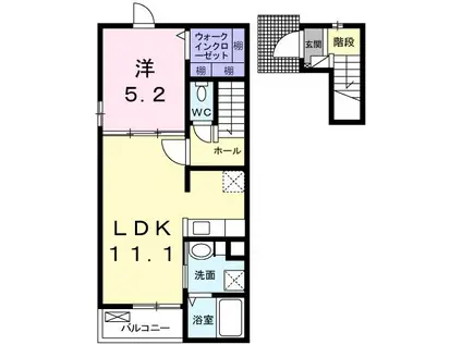 ミルキーウェイ(1LDK/2階)の間取り写真