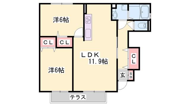 リシェスコート(2LDK/1階)の間取り写真