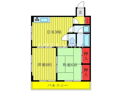 サンドーエル(2DK/1階)の間取り写真