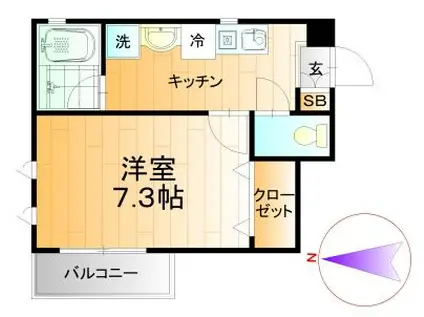 アヴァンツァーレ(1K/4階)の間取り写真