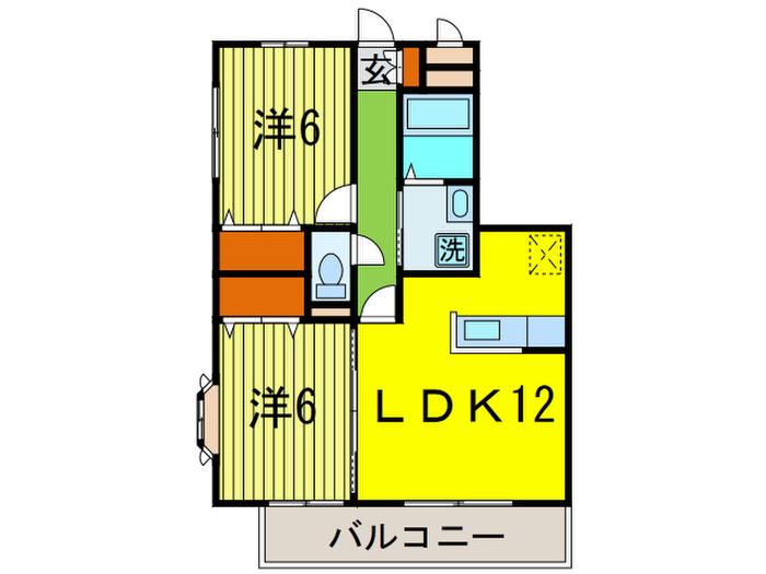 サザンクロス(2LDK/2階)の間取り写真