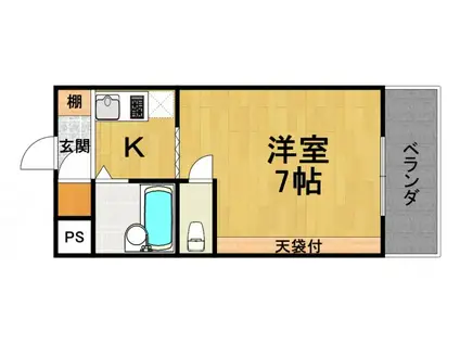 サンハイツ白鳩Ⅲ(ワンルーム/4階)の間取り写真