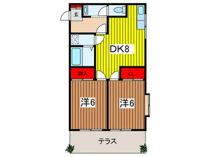 サンライズパレス(2DK/1階)の間取り写真