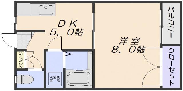 JR山陽本線 西広島駅 徒歩7分 2階建 築28年(1DK/2階)の間取り写真