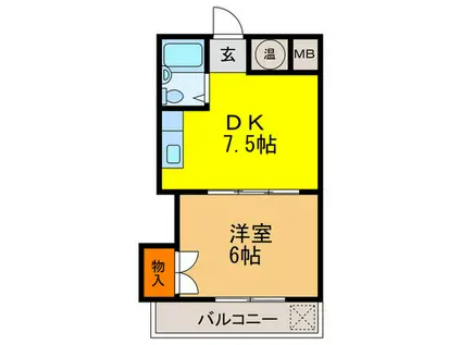 ニューライン曽根(1DK/4階)の間取り写真