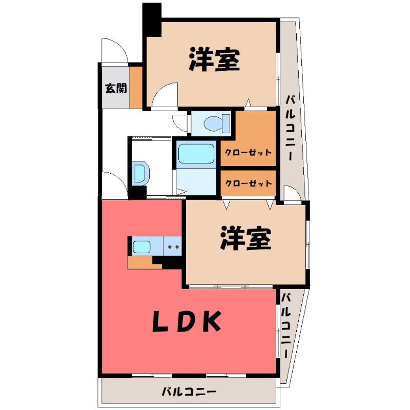 ヴィラアルビレオ(2LDK/1階)の間取り写真