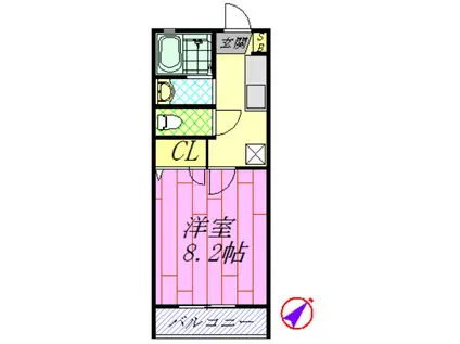 マリナウエスト(1K/2階)の間取り写真