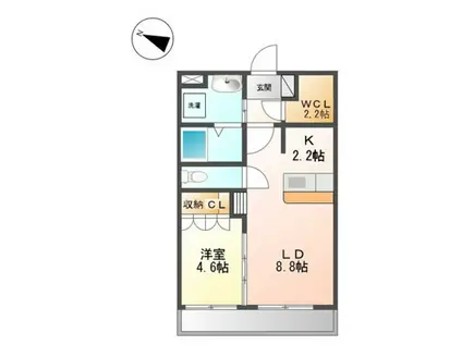 エクセルコート天美(1SLDK/2階)の間取り写真