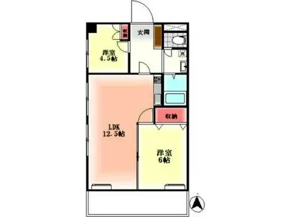 フユーグマンション(2LDK/3階)の間取り写真