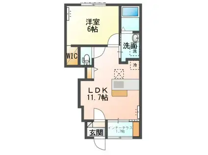 エスペランサ イリス(1LDK/1階)の間取り写真